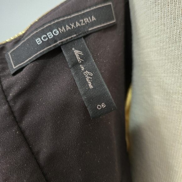 BCBG MAXAZARIA Gold And Black Striped Sleeveless Mini Dress. Size 6 - Picture 8 of 10